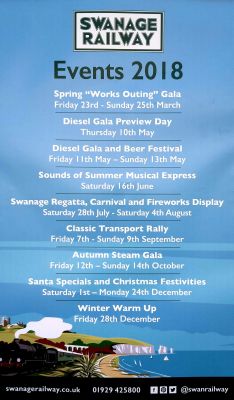 Swanage Railway events in 2018